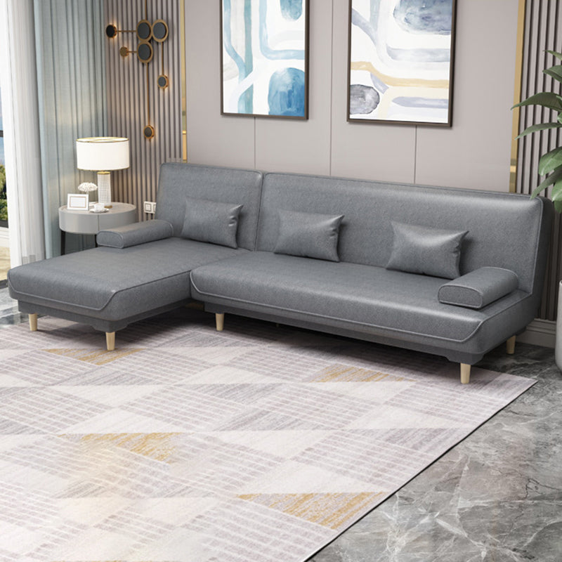 Sofá moderno de tela/cuero sintético con brazo superior de almohada para sala de estar