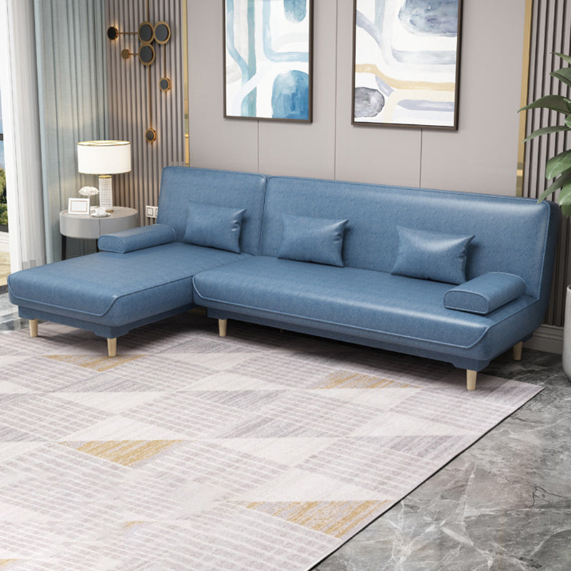 Sofá moderno de tela/cuero sintético con brazo superior de almohada para sala de estar