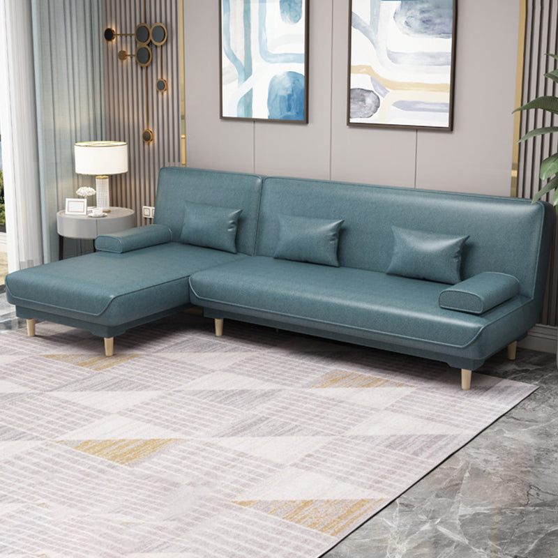 Sofá moderno de tela/cuero sintético con brazo superior de almohada para sala de estar