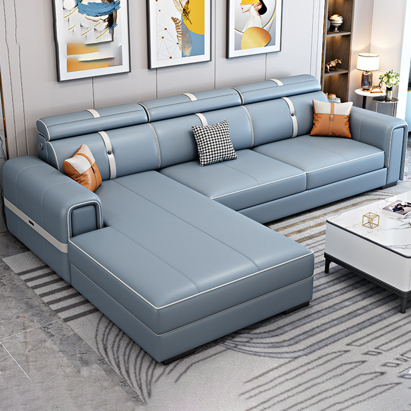 Divano scandinavo azzurro/sezionale con braccio quadrato per soggiorno