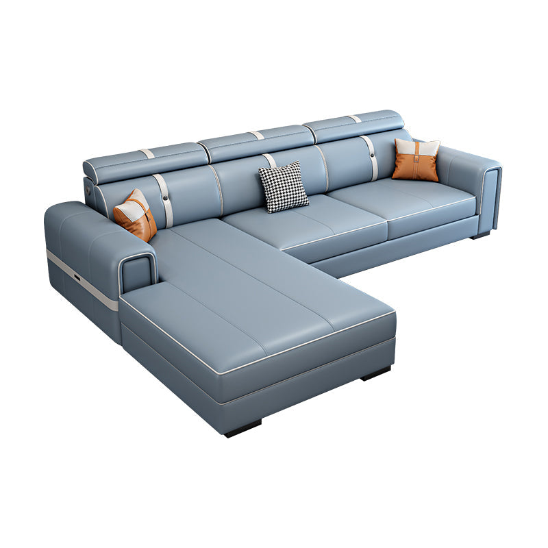 Scandinavian Light Blue Sofa/Sectional with Square Arm for Living Room