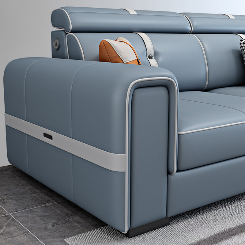 Divano scandinavo azzurro/sezionale con braccio quadrato per soggiorno