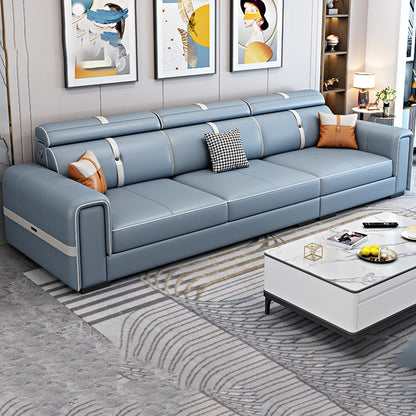 Canapé bleu clair scandinave / section avec un bras carré pour le salon