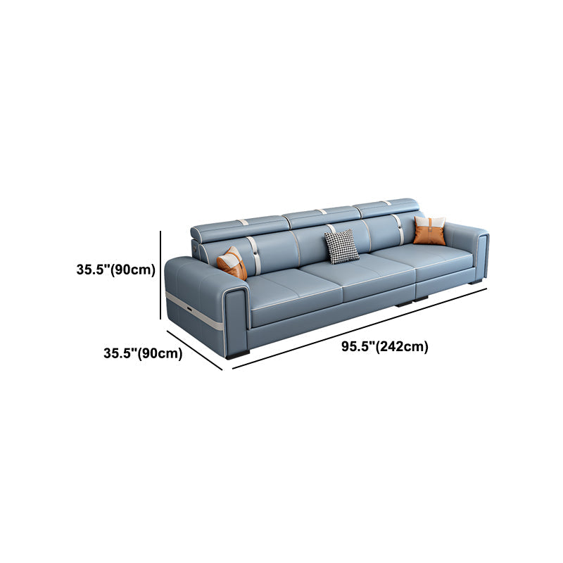 Canapé bleu clair scandinave / section avec un bras carré pour le salon