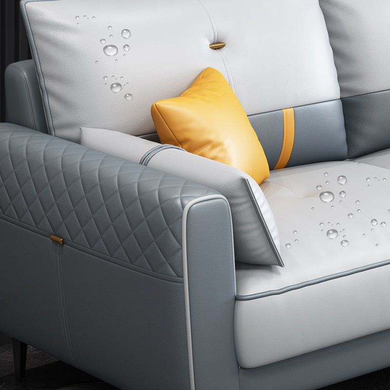 El sofá escandinavo de 3 plazas con otomano incluyó un sofá de brazo cuadrado