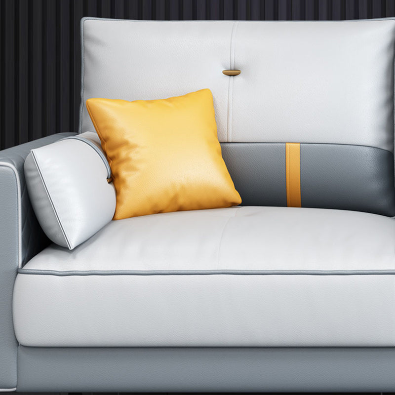 Scandinavische 3-zits bank met Ottomaanse opgenomen vierkante armbank