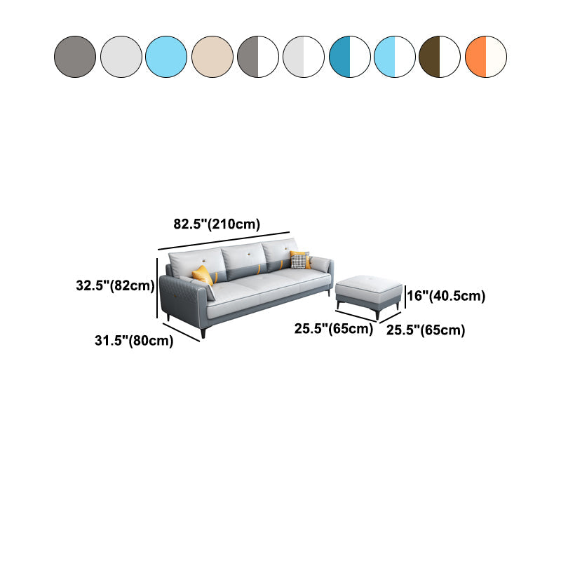 Scandinavian 3-seater Sofa with Ottoman Included Square Arm Sofa
