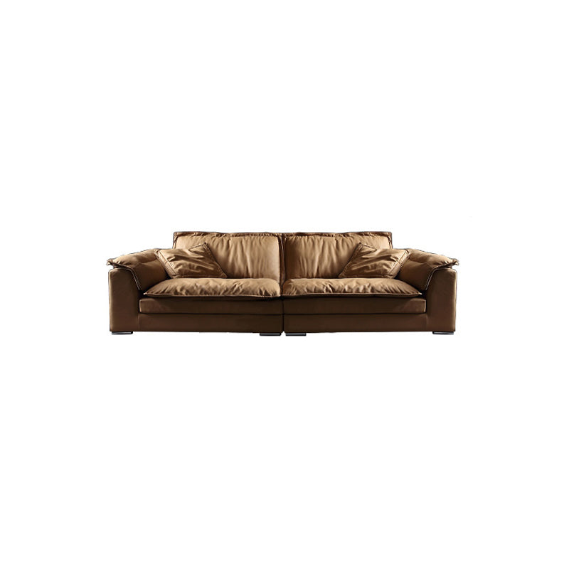 Moderno sofá de cuero de cuero marrón cojines de brazo de la almohada sofá y chaise