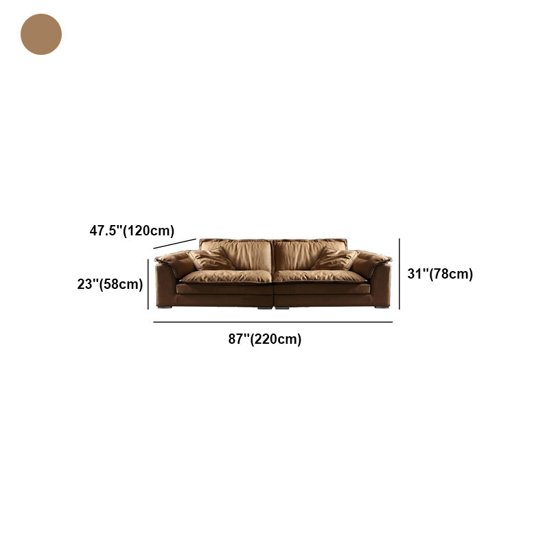 モダンフェイクレザーブラウンソファ枕トップアームクッションソファ＆チャイズ