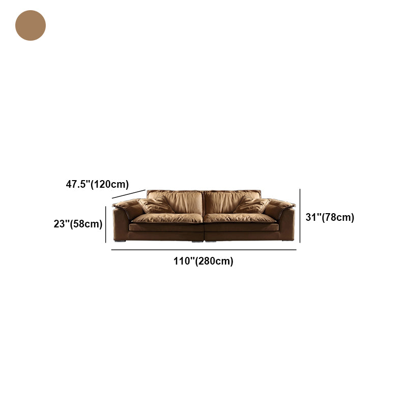 モダンフェイクレザーブラウンソファ枕トップアームクッションソファ＆チャイズ