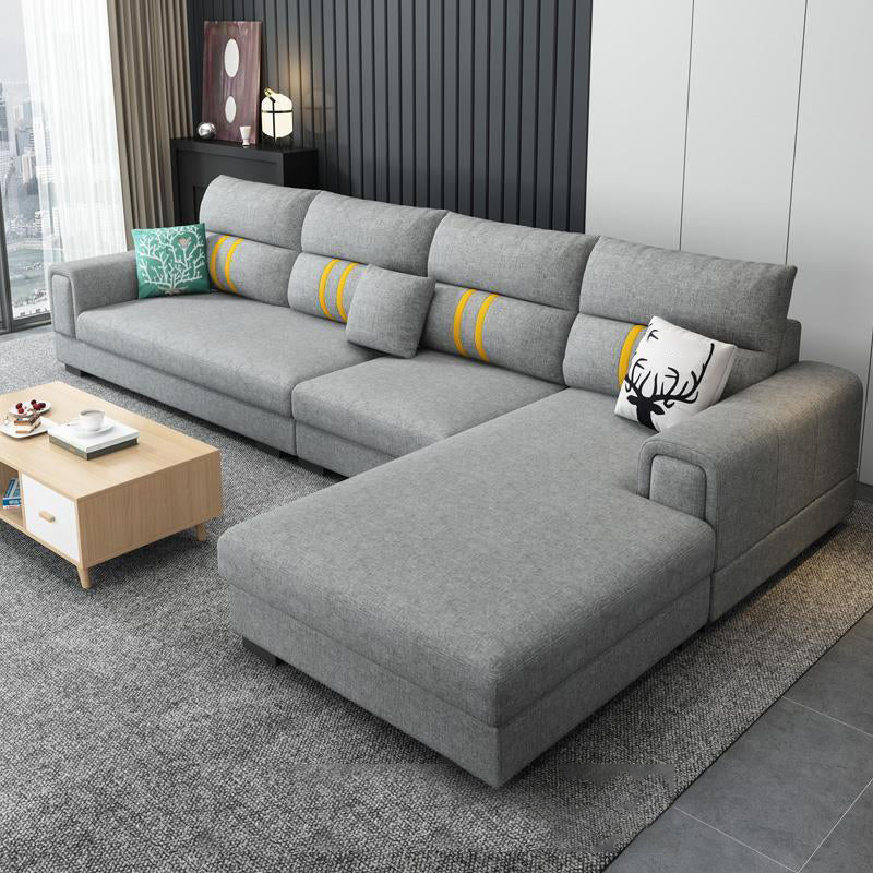 Scandinavian 4-seater Sectional with Square Arm for Living Room