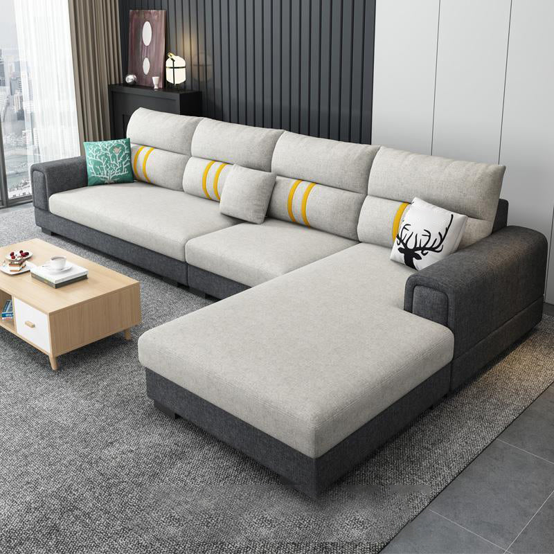 Scandinavian 4-seater Sectional with Square Arm for Living Room