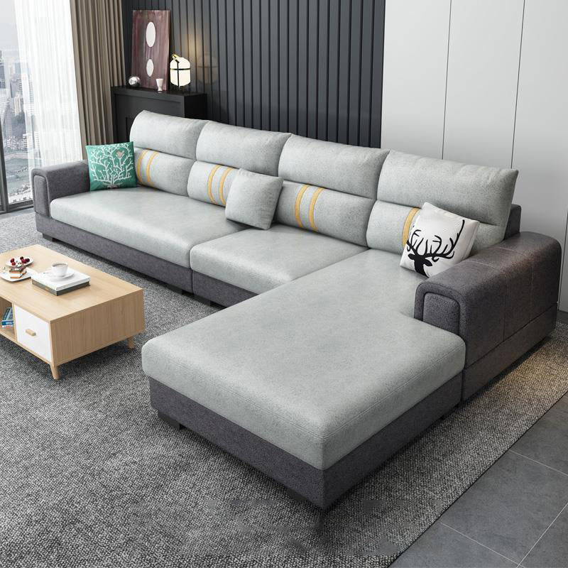 Scandinavian 4-seater Sectional with Square Arm for Living Room