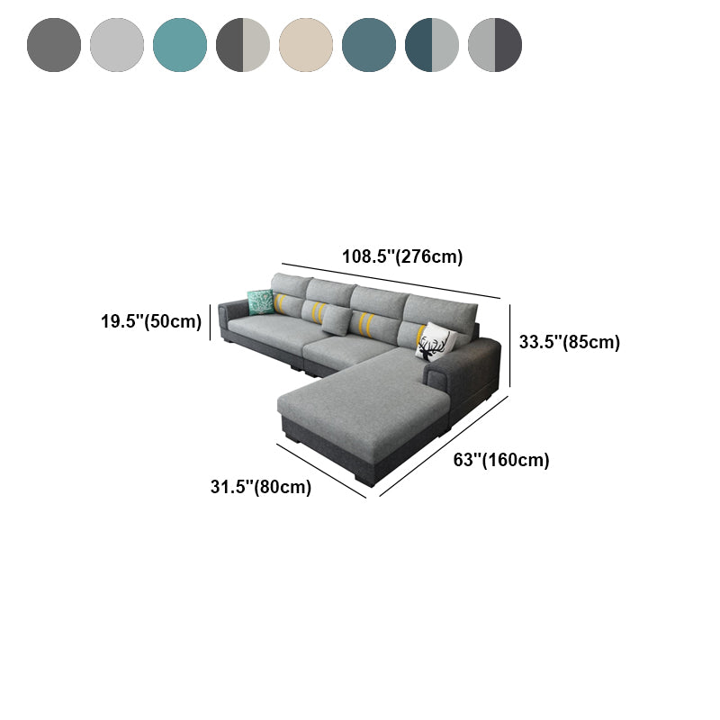 Scandinavian 4-seater Sectional with Square Arm for Living Room