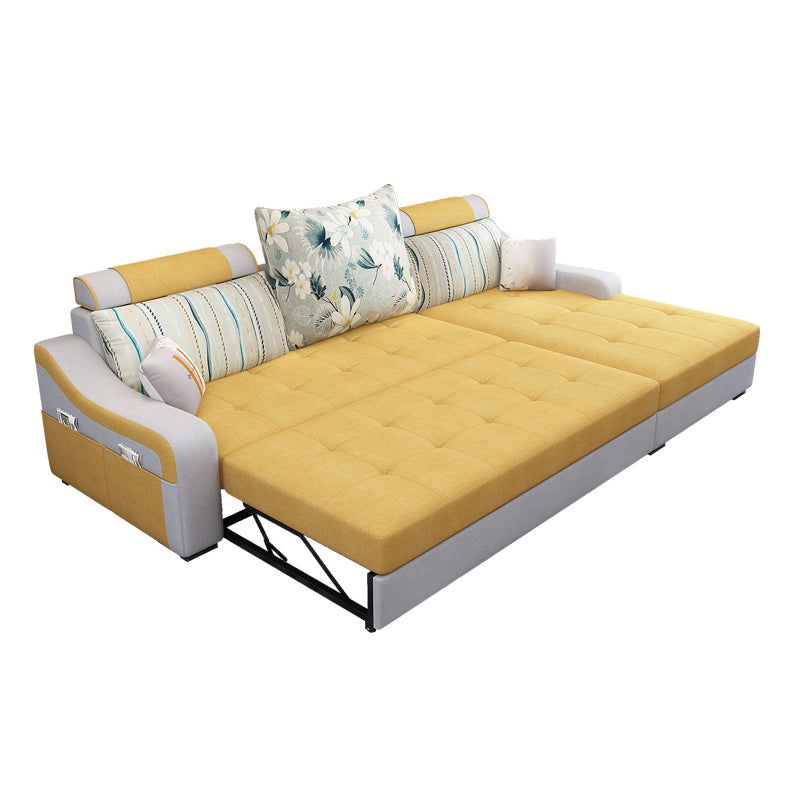 Contemporary Linen L-Shape Sloped Arms Furniture Sectionals for 3 People