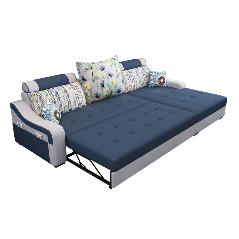 Contemporary Linen L-Shape Sloped Arms Furniture Sectionals for 3 People