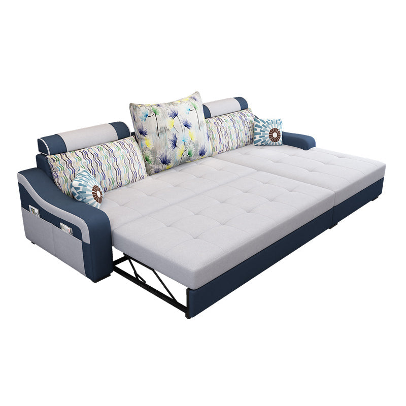 Contemporary Linen L-Shape Sloped Arms Furniture Sectionals for 3 People