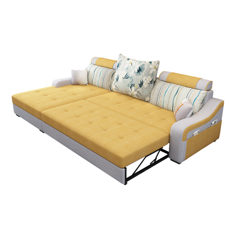 Hedendaagse linnen L-vormige hellende wapenmeubels Sectionals voor 3 personen