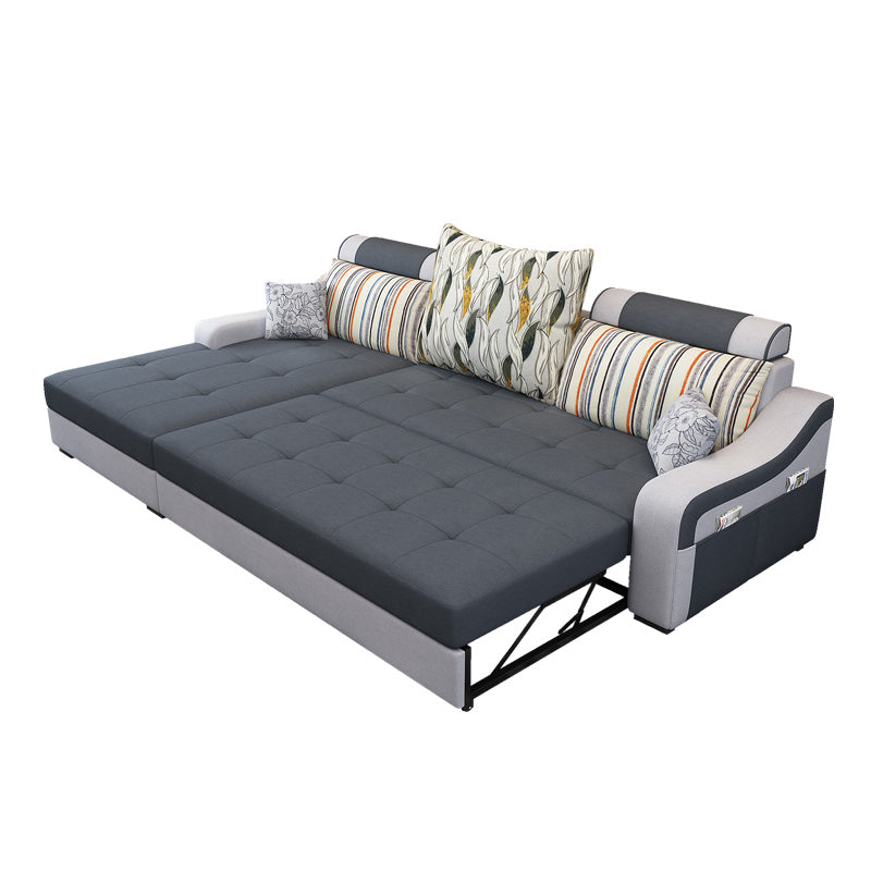 Hedendaagse linnen L-vormige hellende wapenmeubels Sectionals voor 3 personen