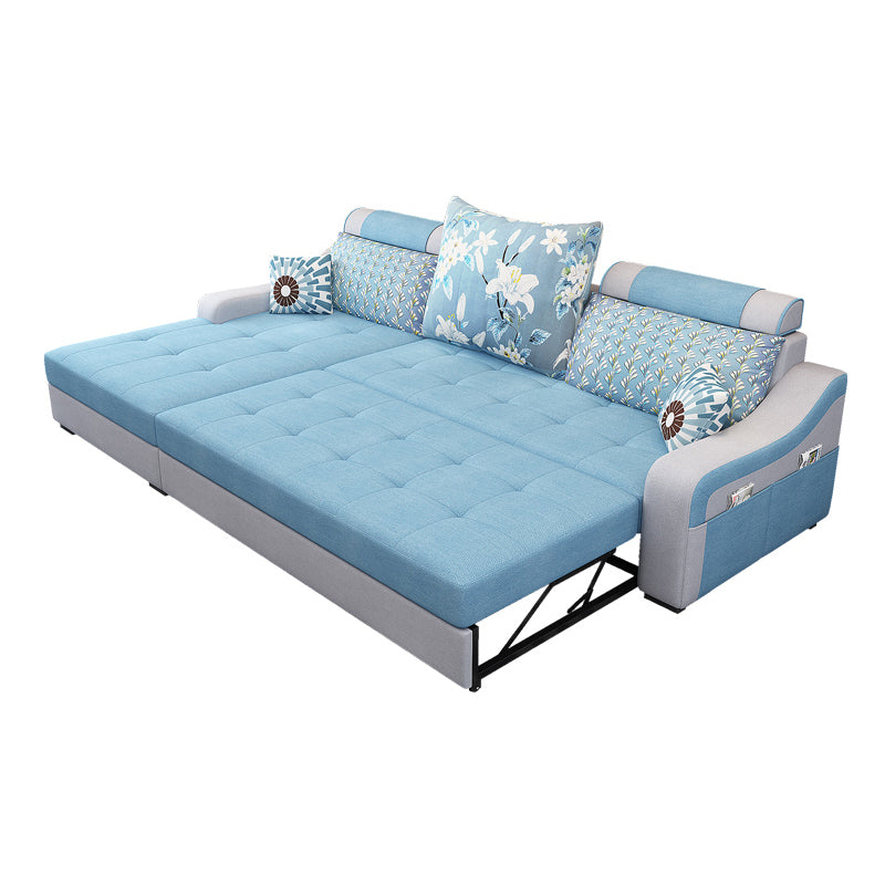 Contemporary Linen L-Shape Sloped Arms Furniture Sectionals for 3 People