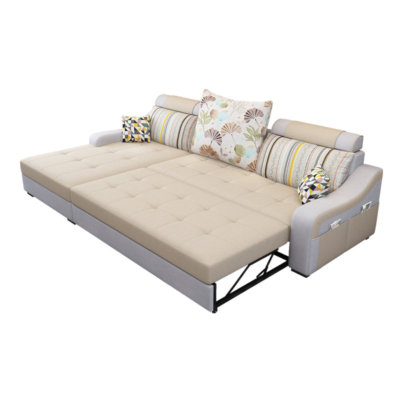 Hedendaagse linnen L-vormige hellende wapenmeubels Sectionals voor 3 personen