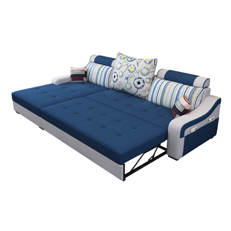 Contemporary Linen L-Shape Sloped Arms Furniture Sectionals for 3 People