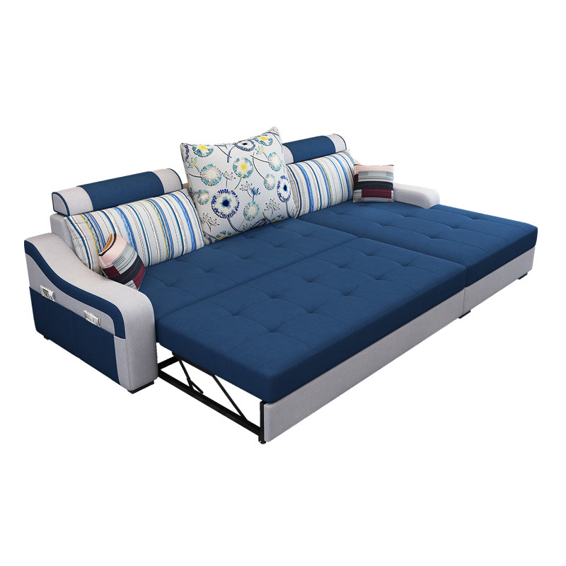 Contemporary Linen L-Shape Sloped Arms Furniture Sectionals for 3 People