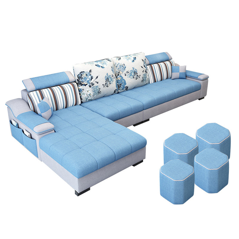 Contemporary Sloped Arms Modular L-Shape Furniture Sectionals