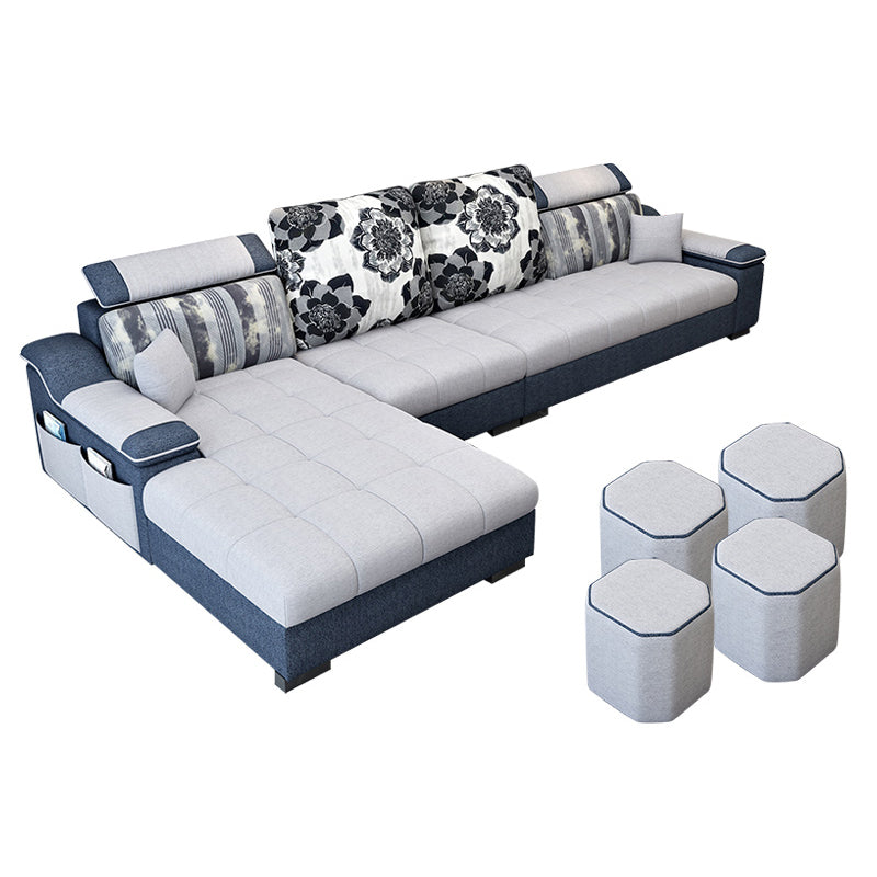 Contemporary Sloped Arms Modular L-Shape Furniture Sectionals