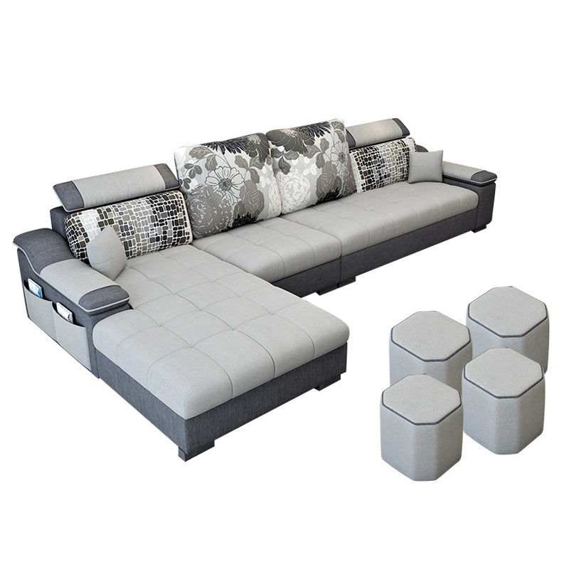 Contemporary Sloped Arms Modular L-Shape Furniture Sectionals