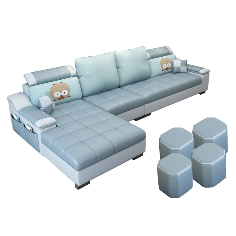 Contemporary Sloped Arms Modular L-Shape Furniture Sectionals