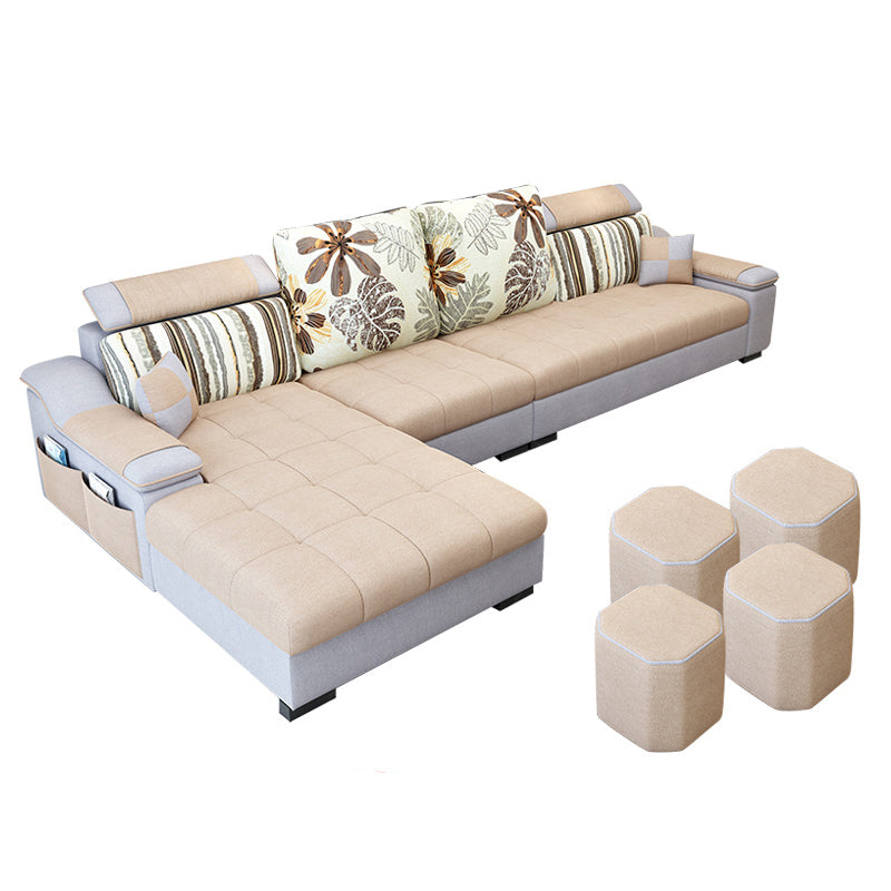 Contemporary Sloped Arms Modular L-Shape Furniture Sectionals