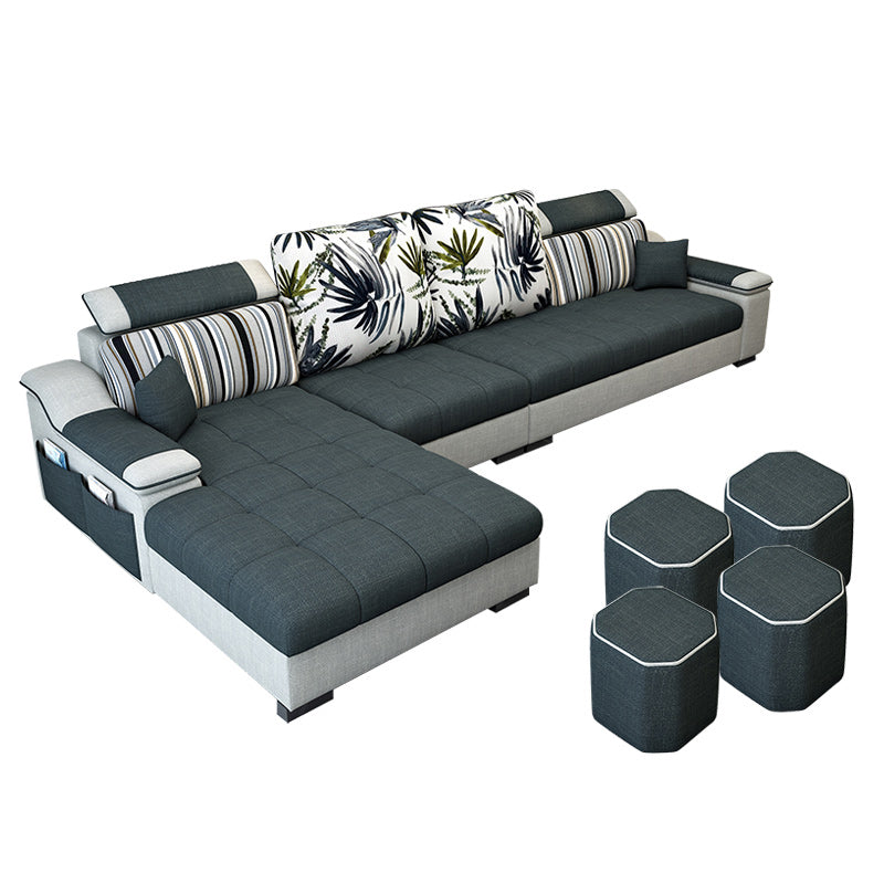Contemporary Sloped Arms Modular L-Shape Furniture Sectionals