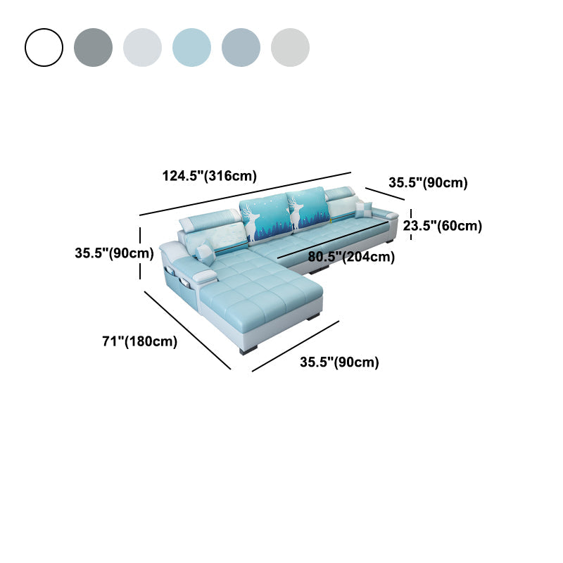 Contemporary Sloped Arms Modular L-Shape Furniture Sectionals