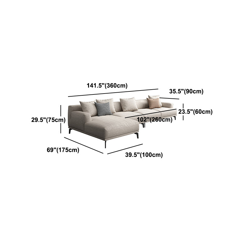 Faux Leather and Cotton Blend Recessed Arm Furniture Sectionals in Beige Clearhalo 'furn' 'furn_sectionals' 'Furniture' 'Living Room Furniture' 'Sectionals' 5211565