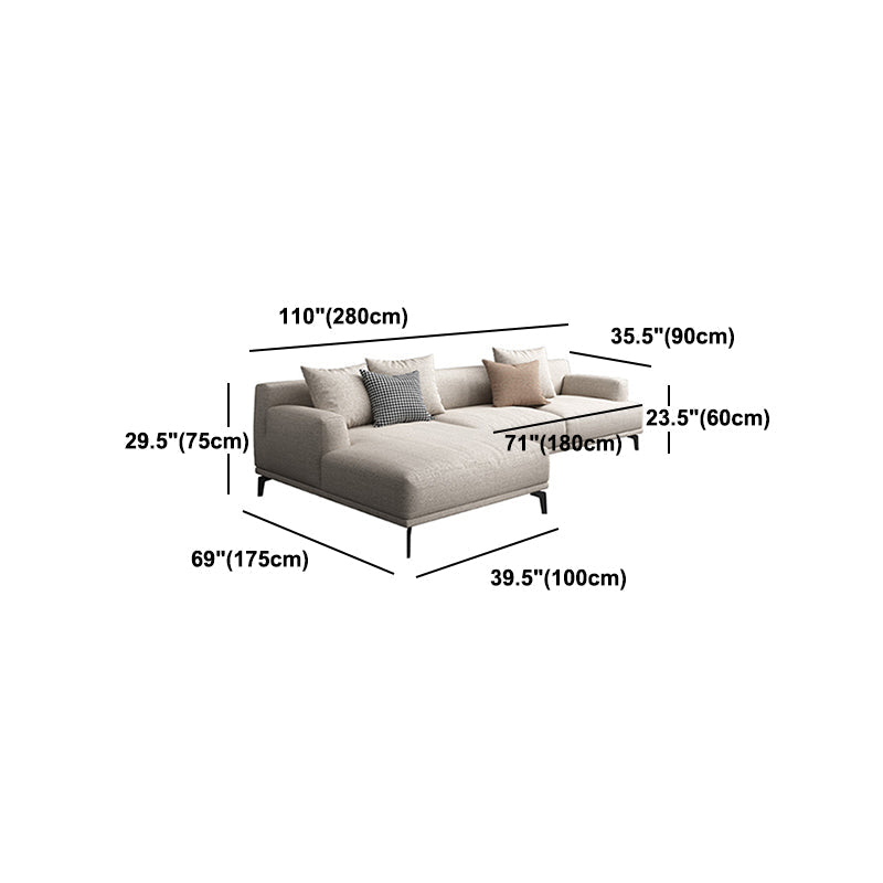 Faux Leather and Cotton Blend Recessed Arm Furniture Sectionals in Beige Clearhalo 'furn' 'furn_sectionals' 'Furniture' 'Living Room Furniture' 'Sectionals' 5211567