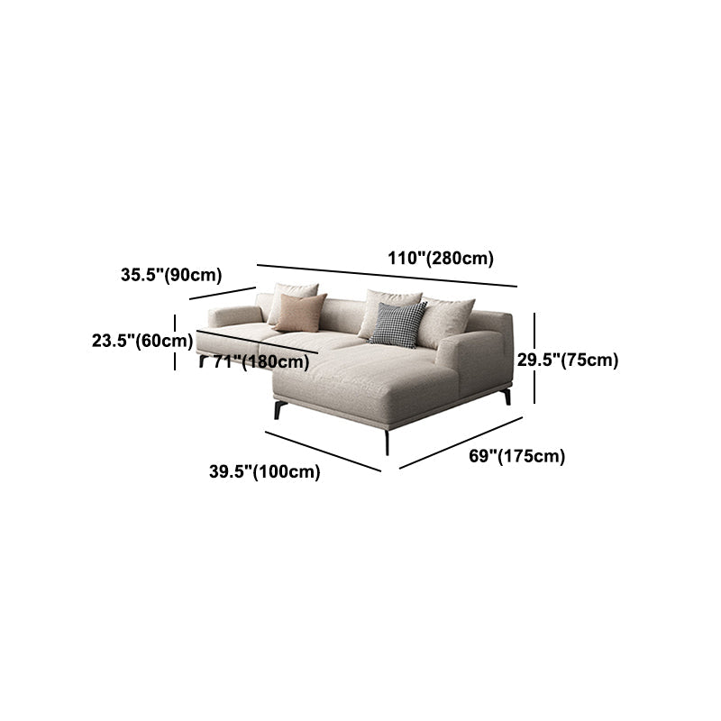 Faux Leather and Cotton Blend Recessed Arm Furniture Sectionals in Beige Clearhalo 'furn' 'furn_sectionals' 'Furniture' 'Living Room Furniture' 'Sectionals' 5211568
