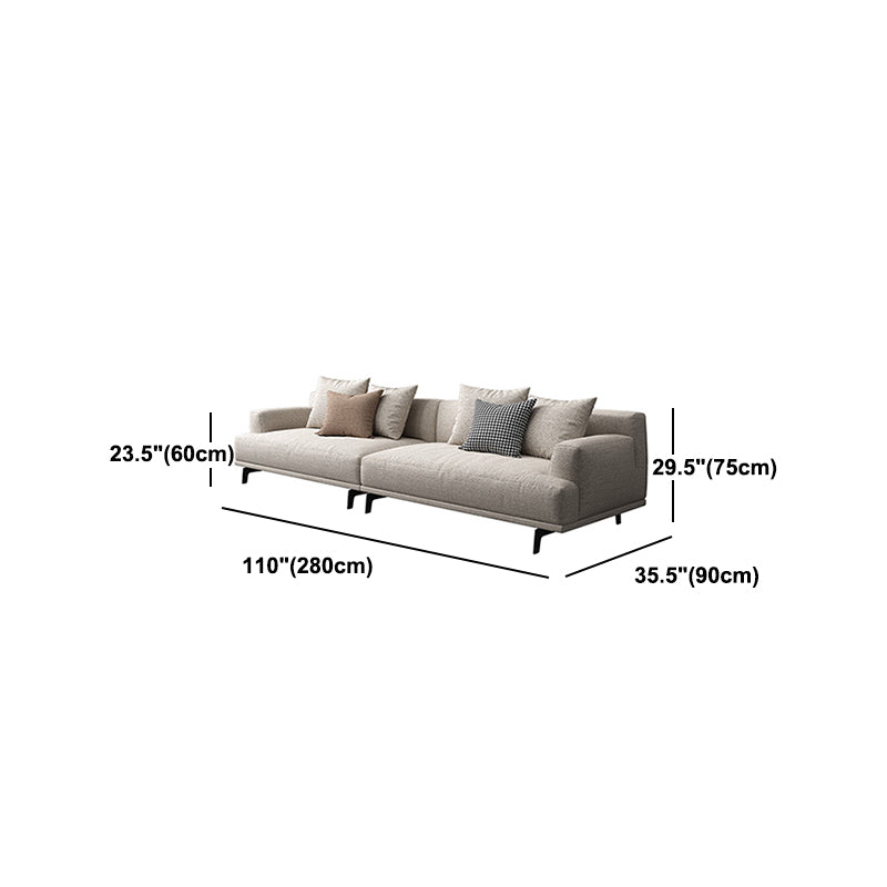 Faux Leather and Cotton Blend Recessed Arm Furniture Sectionals in Beige Clearhalo 'furn' 'furn_sectionals' 'Furniture' 'Living Room Furniture' 'Sectionals' 5211569