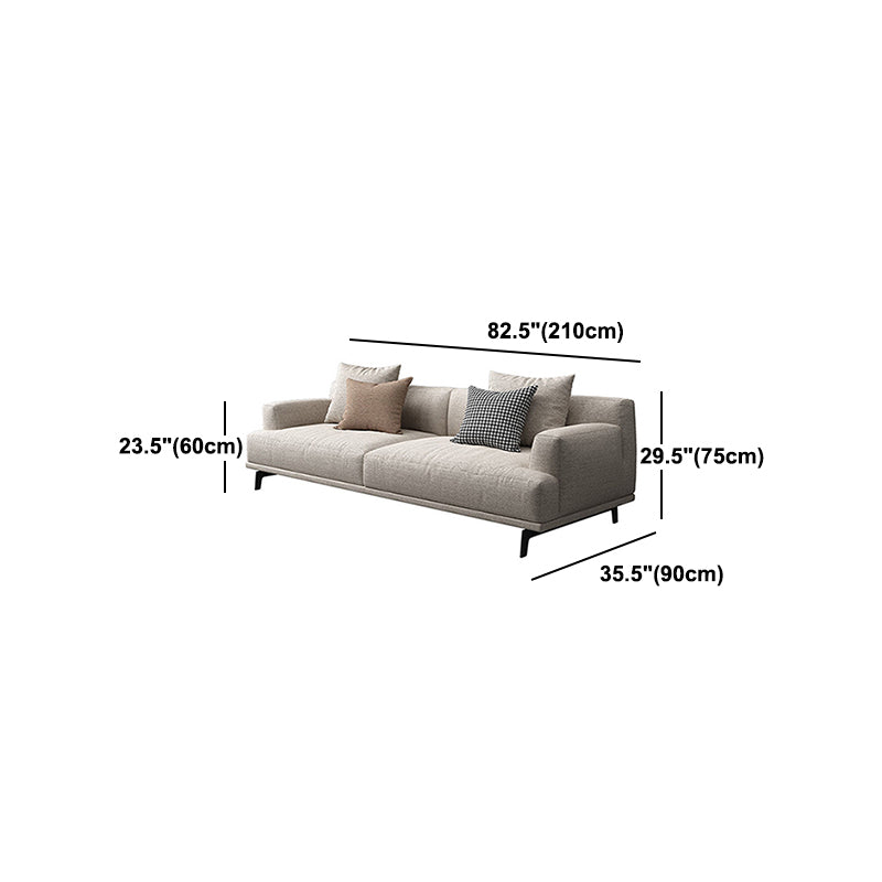 Faux Leather and Cotton Blend Recessed Arm Furniture Sectionals in Beige Clearhalo 'furn' 'furn_sectionals' 'Furniture' 'Living Room Furniture' 'Sectionals' 5211570