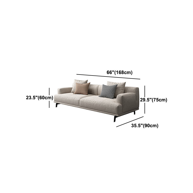 Faux Leather and Cotton Blend Recessed Arm Furniture Sectionals in Beige Clearhalo 'furn' 'furn_sectionals' 'Furniture' 'Living Room Furniture' 'Sectionals' 5211571