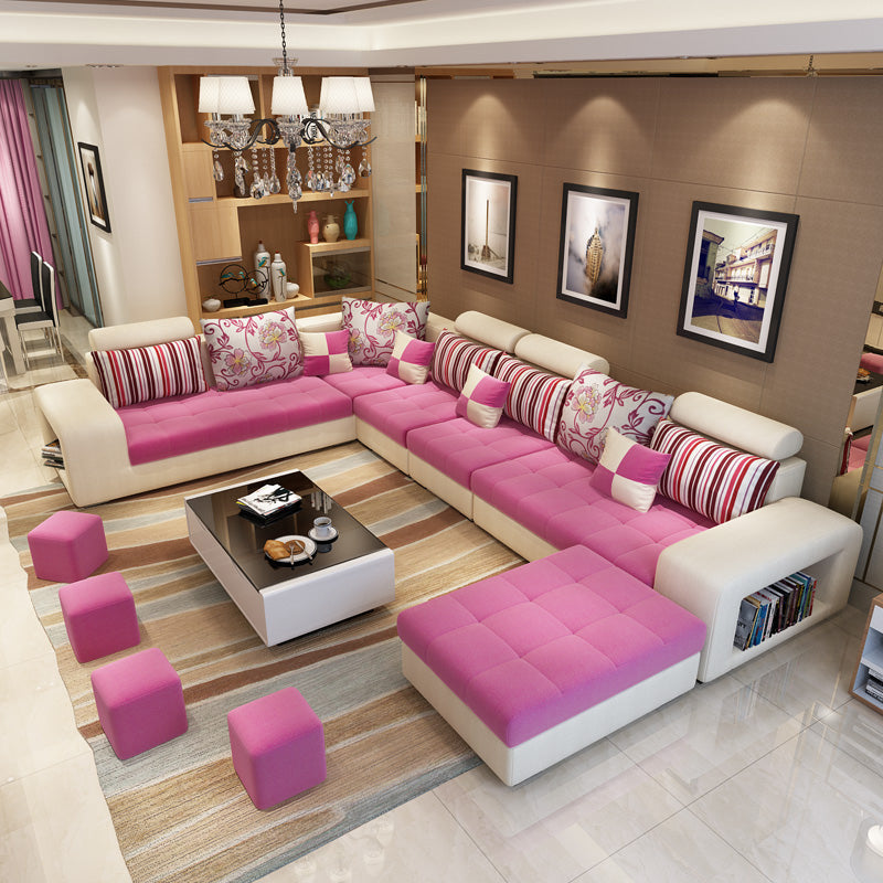 Contemporary 6-seater Modular Sectional with Square Arm for Living Room