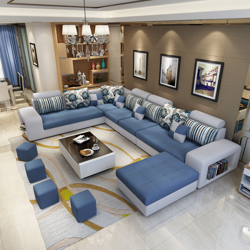 Zeitgenössischer 6sitzer modularer Abschnitt mit quadratischem Arm für Wohnzimmer