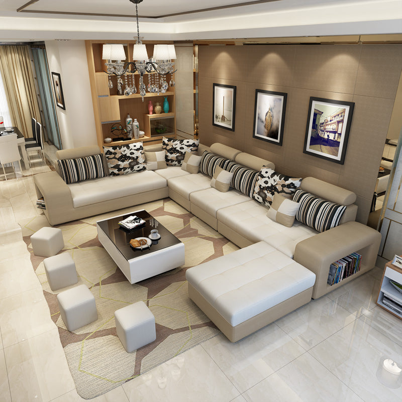 Contemporary 6-seater Modular Sectional with Square Arm for Living Room