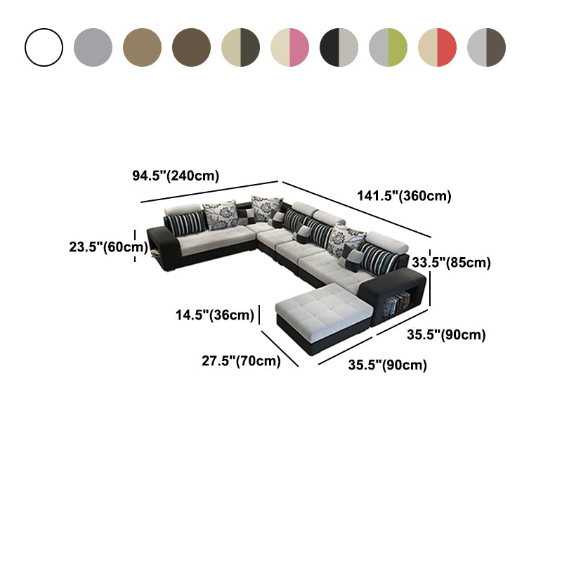 Contemporary 6-seater Modular Sectional with Square Arm for Living Room