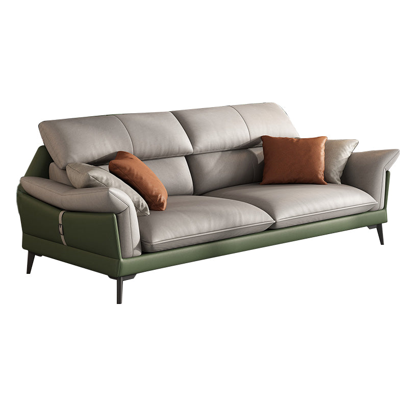 ピローアームコンテンポラリーステイン耐性のフェイクレザーソファ＆チャイズ