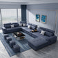 Contemporary Faux Leather Modular Sectional with Square Arms