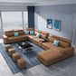 Sectional modular de cuero sintético contemporáneo con brazos cuadrados