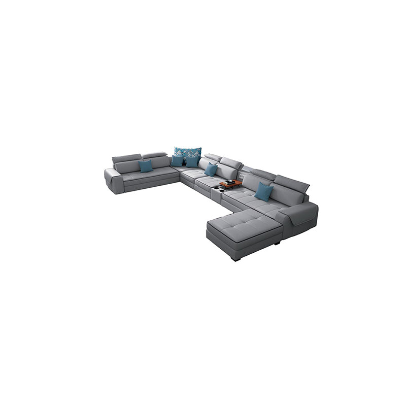 Sectional modular de cuero sintético contemporáneo con brazos cuadrados