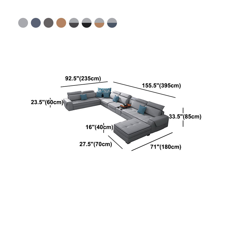 Contemporary Faux Leather Modular Sectional with Square Arms
