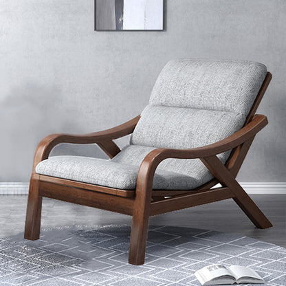 Sloped Arms Lounge Accent Chair with Solid Wood Frame and Arms Included Light Gray Linen Blend Four Legs Clearhalo 'Accent Chairs' 'accent_chairs' 'Chairs & Seating' 'furn' 'furn_accent_chairs' 'Furniture' 'Living Room Furniture' 5211713